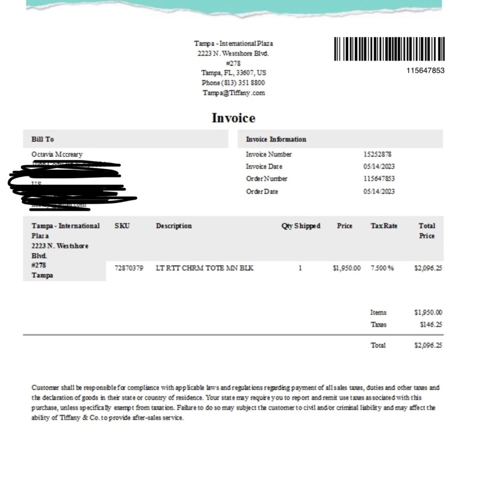 Authentic Tiffany&Co Tote - Picture 6 of 6